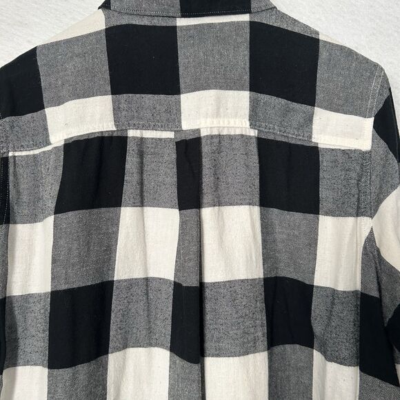 Old Navy Shirt Women XXL Black White Plaid Buffalo Classic Flannel Preppy Casual - Picture 9 of 12